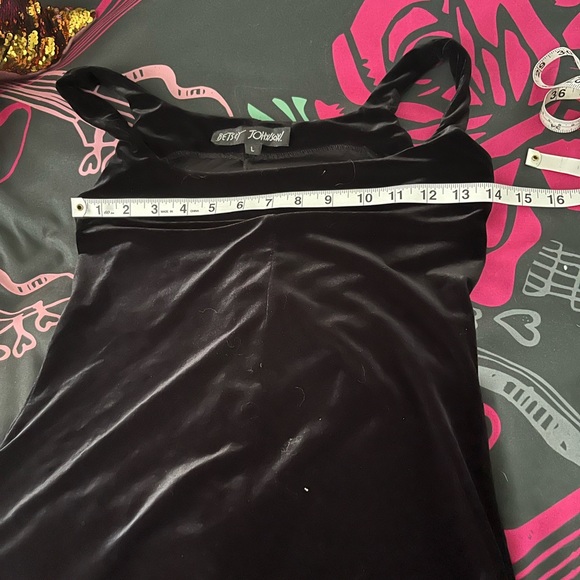 Betsey Johnson crushed velvet black jumpsuit L large - Picture 6 of 6